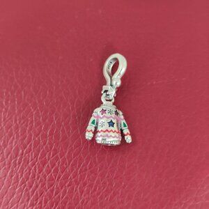 Christmas Sweater Dangle Charm Sterling Silver